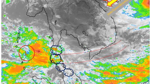 กลุ่มเมฆฝนบริเวณ ภาคใต้ (อีสานไม่มีผลกระทบ)